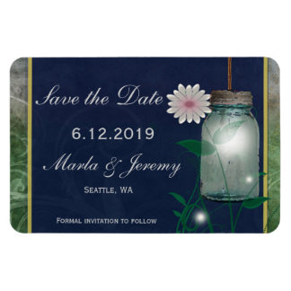 Rosa blomma och mason burk spara datumet magnet