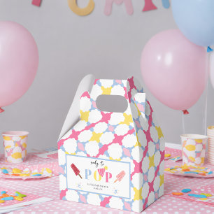 Rosa blomma och snurrglass baby shower-fest presentaskar