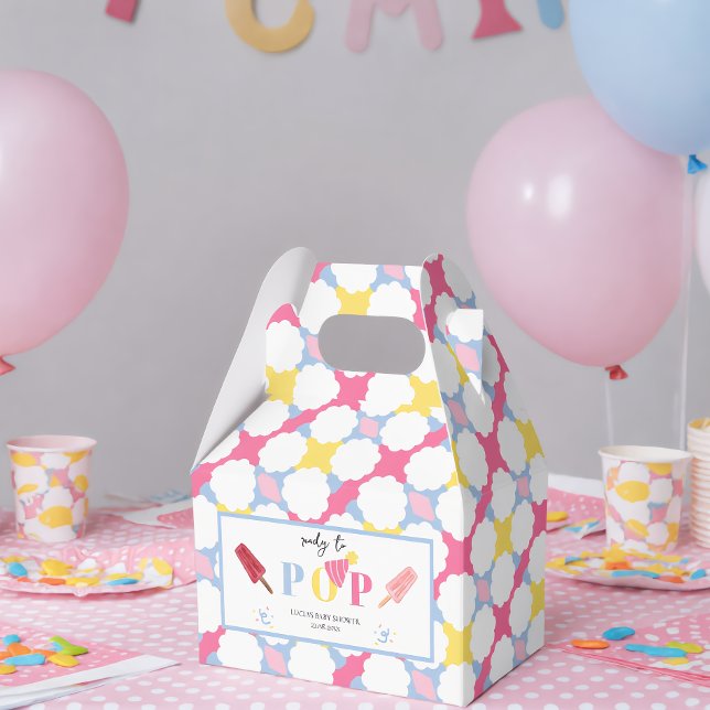 Rosa blomma och snurrglass baby shower-fest presentaskar (Skapare uppladdad)