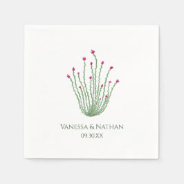 Rosa blomma Ocotillo kaktus bröllop cocktail Pappersservett