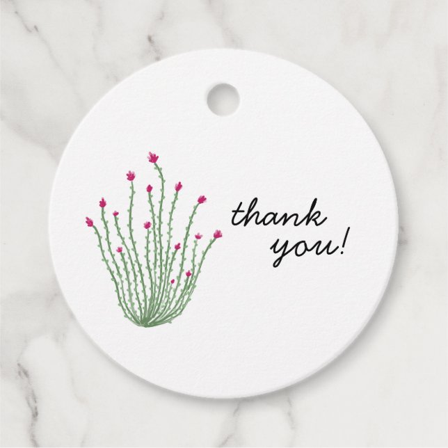 Rosa blomma Ocotillo kaktus Bröllopsdusch Gåvor Etiketter (Framsida)