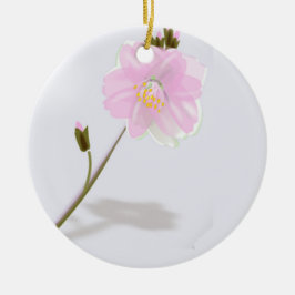 Rosa blomma på grått julgransprydnad keramik