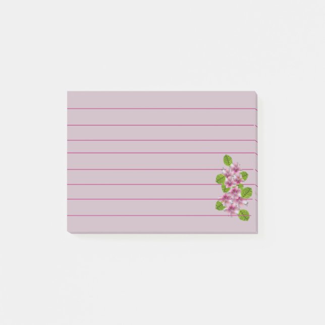 Rosa Blomma Post-It Notis Block (Framsida)