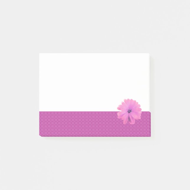 Rosa blomma rosa cirkelkant post-it block (Framsida)