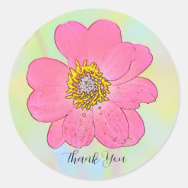 Rosa blomma  runt klistermärke