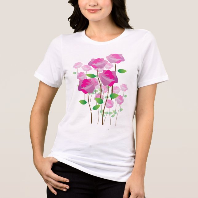 Rosa blomma t shirt (Framsida)
