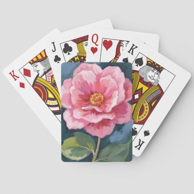 Rosa blomma vattenfärg blomster casinokort (Baksidan)