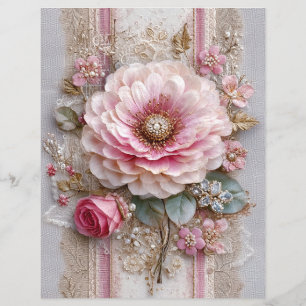 Rosa Blomma Vintage Junk Journal Scrapbookpapper