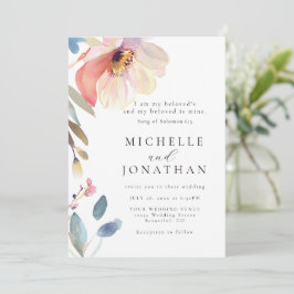 Rosa blomman Modern Christian Bible Bröllop Inbjudningar