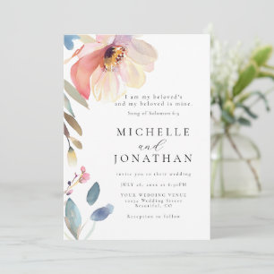 Rosa blomman Modern Christian Bible Bröllop Inbjudningar