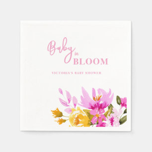Rosa blommande baby i blom Baby Shower Pappersservett