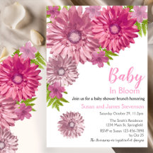 Rosa blommande baby i blom Brunch Shower