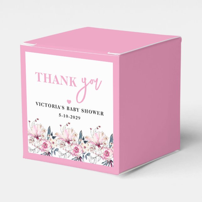 Rosa blommande baby i blom-födelseshower presentfö presentaskar (Framsidan Sidan)