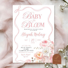 Rosa blommande blommig baby i blom baby shower inbjudningar