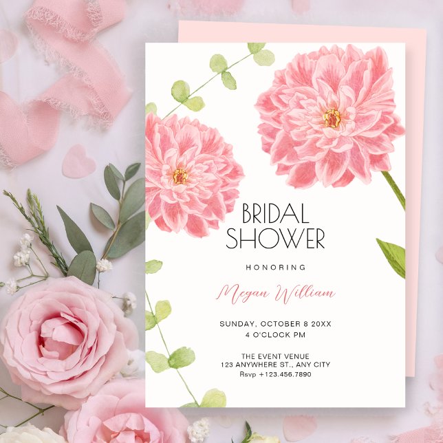Rosa blommande bröllopsdusch  inbjudningar (Skapare uppladdad)