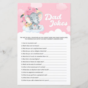 Rosa blommande elefantbabyfest Pappajokes-spel