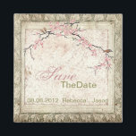 rosa blommande japansk körsbärsblom vårbröllop magnet<br><div class="desc">zen rosa blommande japansk körsbärsblom bröllopsinbjudningar och vårbröllopsgavor.</div>