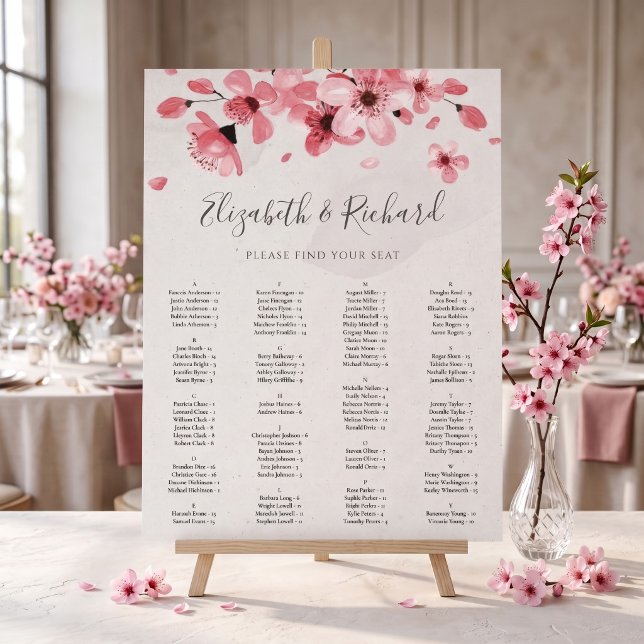 Rosa blommande körsbärsblomshyllning för bröllop poster (Skapare uppladdad)