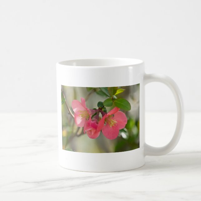 Rosa Blommande Kvittens Glöd Kaffemugg (Höger)