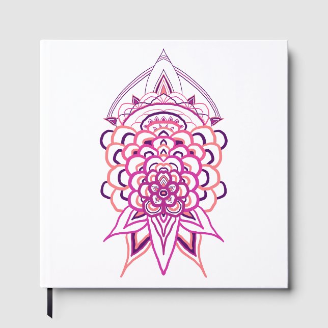 Rosa blommande mandala-gästbok | Boho-bröllop & Br Gästböcker (Framsida)