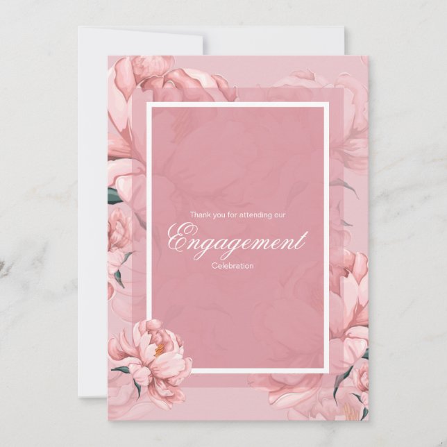Rosa blommande peoniblomma tackkort tack kort (Framsida)
