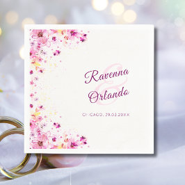 Rosa Blommande Pionros Romantik Konst Bröllop Pappersservett
