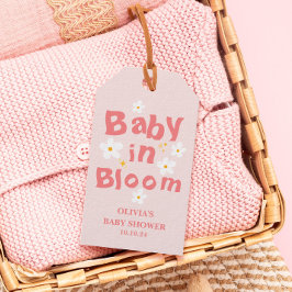 Rosa blommande vår baby i knopp Baby Shower-gåva Presentetikett