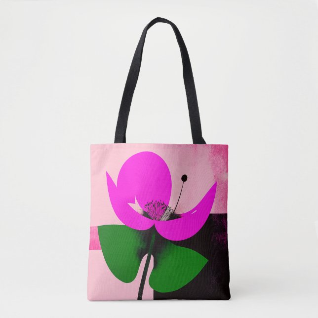 Rosa blommande väskor med gröna blad (Framsida)