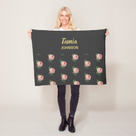 Rosa-blommans eget namn grått fleecefilt