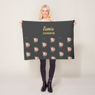 Rosa-blommans eget namn grått fleecefilt