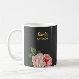 Rosa-blommans eget namn grått kaffemugg