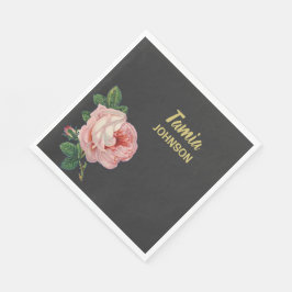 Rosa-blommans eget namn grått pappersservett