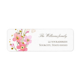 rosa blommans etikett returadress etikett