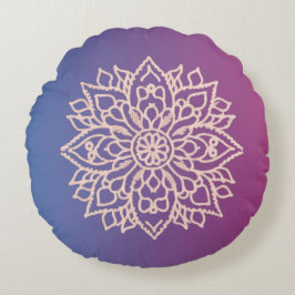 Rosa blommans kontur1 Tecknad Rund Kudde