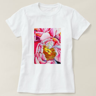 Rosa blommans vattenfärg t shirt