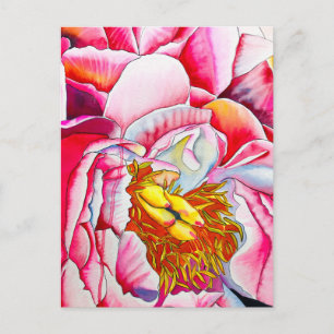 Rosa blommans vattenfärg vykort
