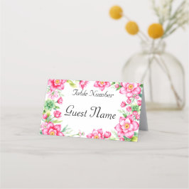 Rosa Blommappat platskort Placeringskort