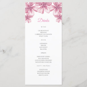 Rosa blommar av körsbär. Blommigt bröllop Pub Menu Meny