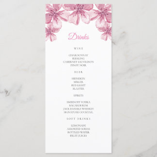 Rosa blommar av körsbär. Blommigt bröllop Pub Menu Meny