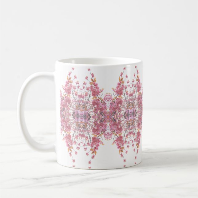 Rosa blommar av körsbär kaffemugg (Vänster)