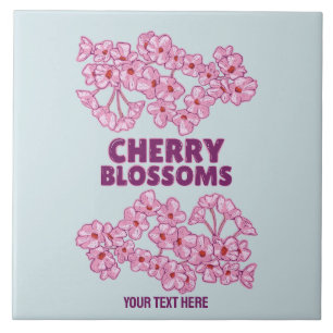 Rosa blommar av körsbär kakelplatta