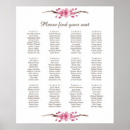 Rosa blommar av körsbär. Poster av sittplatsplan f