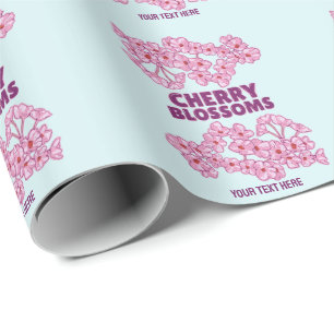 Rosa blommar av körsbär presentpapper
