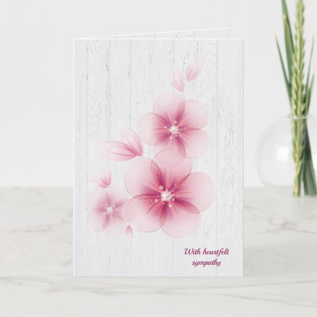 rosa blommar av körsbär sympati kort (Framsida)