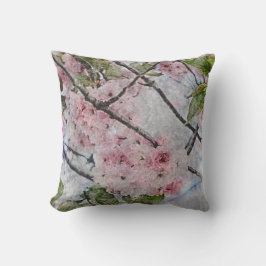 rosa blommar av körsbär, vattenfärgning av blommor kudde