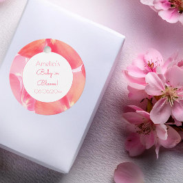 Rosa Blommar Baby i Bloom Baby Shower Gåvor Etiketter