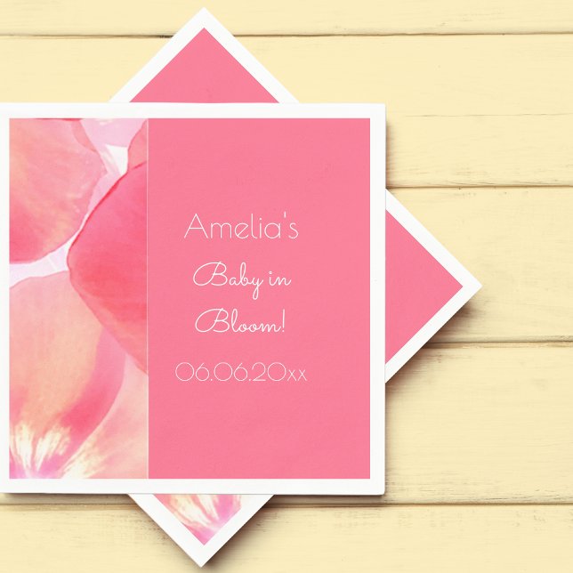Rosa Blommar Baby i Bloom Baby Shower Pappersservett (Skapare uppladdad)