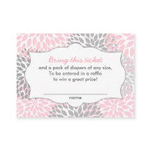 Rosa Blommar Baby Shower Diaper Raffle Biljett