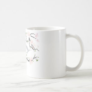 Rosa Blommar Bird Kaffemugg