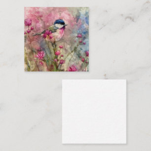 Rosa Blommar Bird Watercolor Anteckningskort